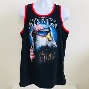 Hybrid Merica eagle print tank top black large